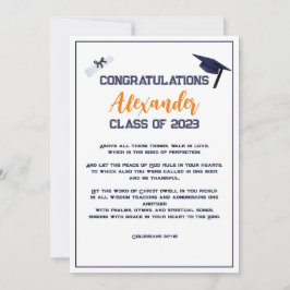 卒業聖なる書物、 経典オレンジグリーティングカード 招待状