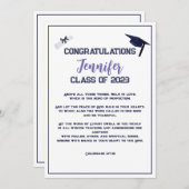 卒業聖なる書物、 経典紫グリーティングカード 招待状 (正面/裏面)