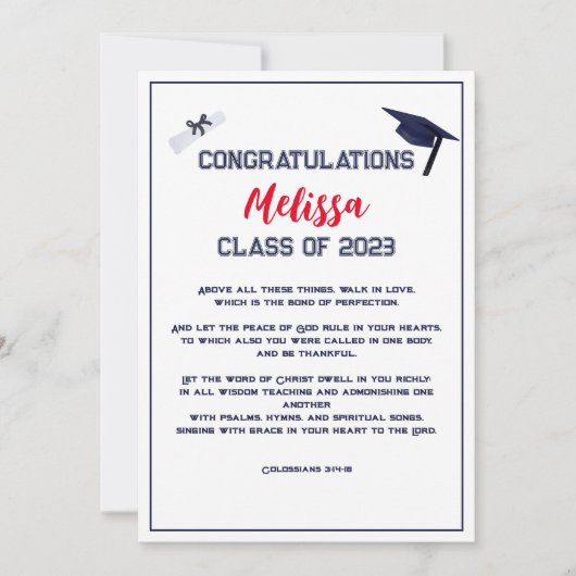 卒業聖なる書物、 経典赤グリーティングカード 招待状 (正面)