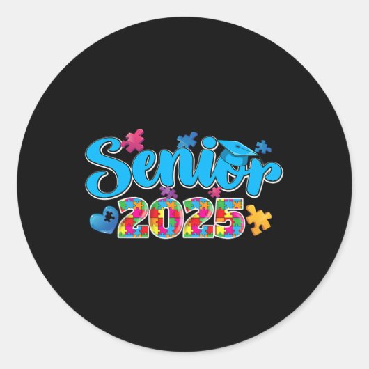 卒業自閉症学生シニア2025自閉症Awa ラウンドシール (正面)