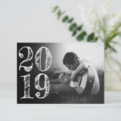 卒業芸術的 |ホワイト黒ミニマル2枚の写真 案内状 (スタンド正面)