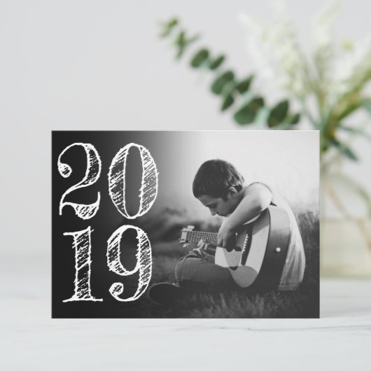 卒業芸術的 |ホワイト黒ミニマル2枚の写真 案内状 (スタンド正面)