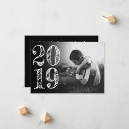 卒業芸術的 |ホワイト黒ミニマル2枚の写真 案内状