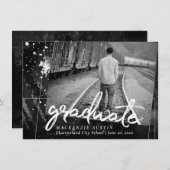 卒業芸術的 |白黒写真絵を描 招待状 (正面/裏面)