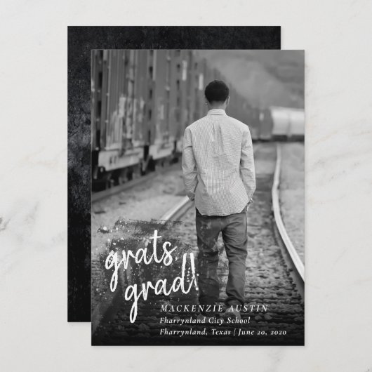 卒業芸術的 |白黒写真 招待状 (正面/裏面)