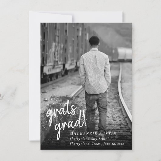 卒業芸術的 |白黒写真 招待状 (正面)