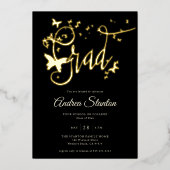 卒業蝶の卒業書道エレガント 箔招待状 (正面)