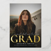 卒業表スタイリッシュ示カーモダンド 箔招待状 (正面)