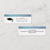 卒業表名カード青い箔挿入カード コーリングカード (正面/裏面)