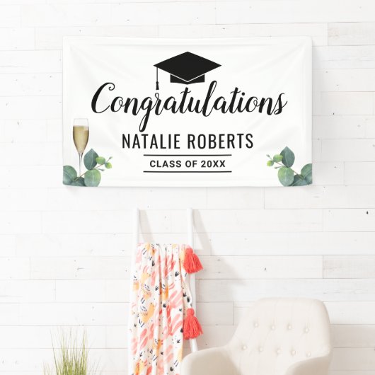 卒業観エレガント葉とワインの植物 横断幕 (インサイチュ)