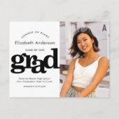 卒業計画の変更はっきりした黒タイポグラフィ インビテーションポストカード (正面)