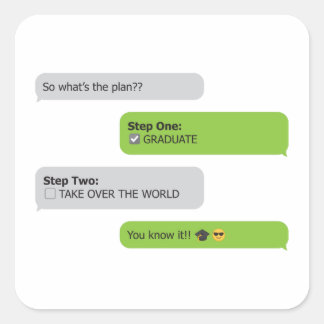 卒業計画チャットTシャツ スクエアシール