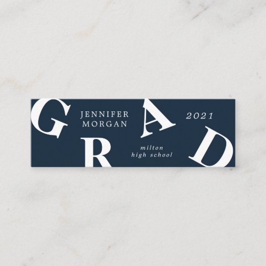 卒業記はっきりした書学校の色の名刺 スキニー名刺 (正面)