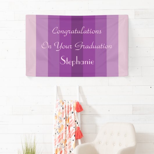 卒業記パーソナライズされた号紫のストライプ 横断幕 (インサイチュ)
