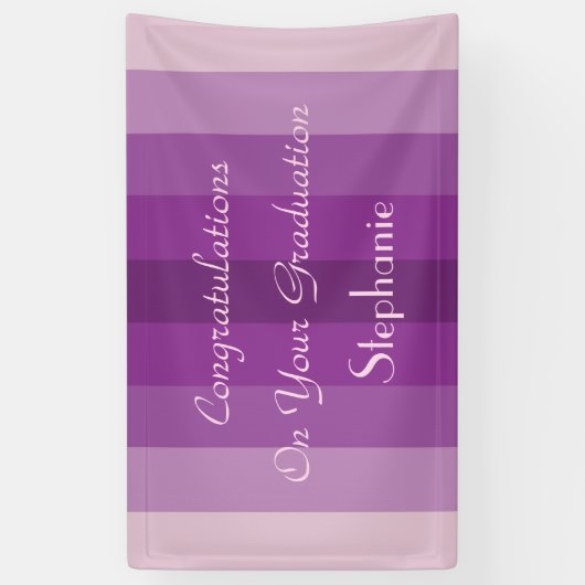 卒業記パーソナライズされた号紫のストライプ 横断幕 (縦)