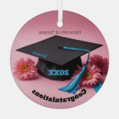 卒業記念のカスタマイズ可能 ガラスオーナメント (裏面)