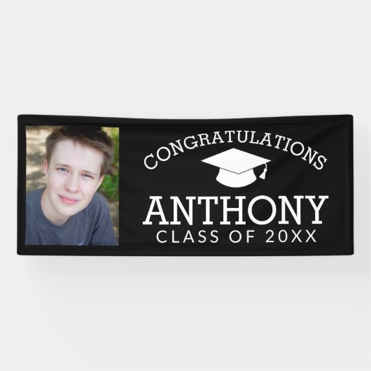 卒業記念のキャップと写真 横断幕 (横)