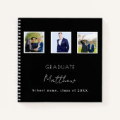 卒業記念のゲストブック　白黒写真　名前 ノートブック (正面)