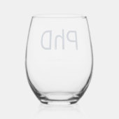 卒業記念の名前PhD卒業 ステムなしワイングラス (裏面)