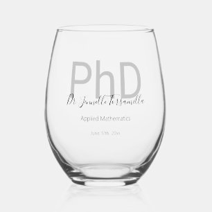 卒業記念の名前PhD卒業 ステムなしワイングラス