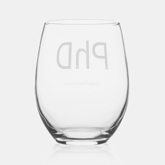 卒業記念の名前PhD卒業 ステムなしワイングラス (裏面)