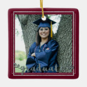 卒業記念カラー（変更できる背景色） セラミックオーナメント (正面)