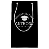 卒業記念キャップブラックおめでとう スモールペーパーバッグ (正面)