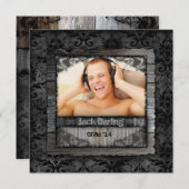 卒業記念グラッドウッドダマスクヴィンテージ写真 招待状 (正面/裏面)