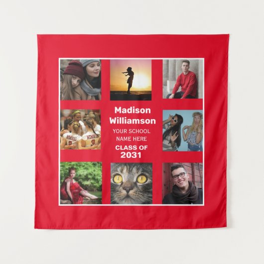 卒業記念タペストリー8枚写真コラージュ 卒業年度クラス タペストリー (正面(横))