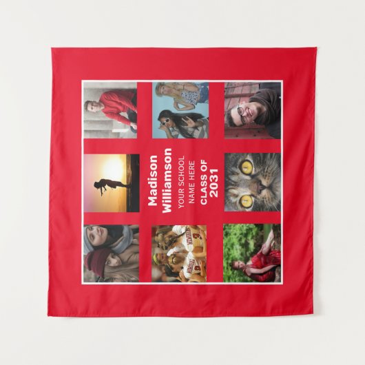 卒業記念タペストリー8枚写真コラージュ 年度クラスオブ タペストリー (正面)