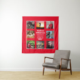 卒業記念タペストリー 8枚の写真コラージュ 卒業年度クラス タペストリー