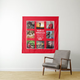 卒業記念タペストリー 8 フォト コラージュ 卒業年度クラス タペストリー