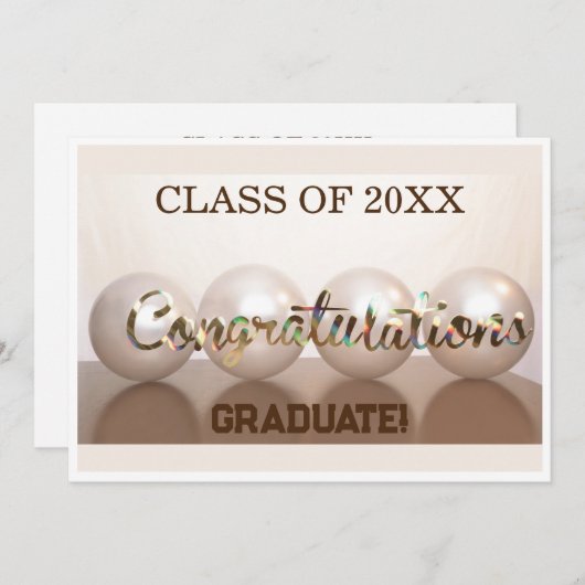 卒業記念バルーン（白） 招待状 (正面/裏面)