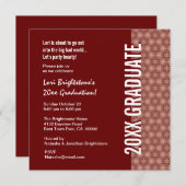 卒業記念バーゴーニュとピンクの星型 招待状 (正面/裏面)