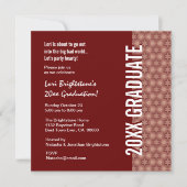 卒業記念バーゴーニュとピンクの星型 招待状 (正面)