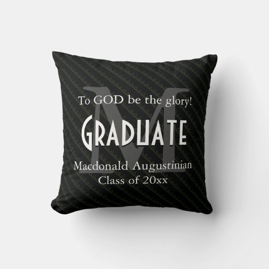 卒業記念パーソナライズされたすべき栄光GODブラック クッション (正面)