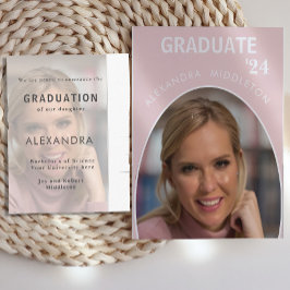 卒業記念ピンクラモダンード写真 ポストカード