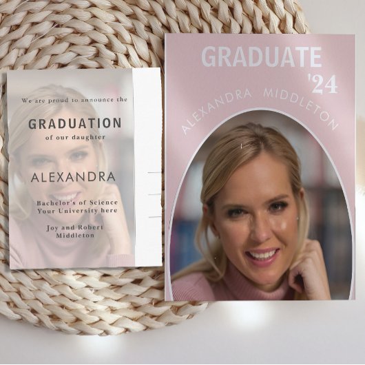 卒業記念ピンクラモダンード写真 ポストカード