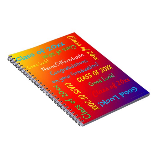 卒業記念ブック、鮮やかなレインボーオレンジレッド ノートブック (右側)