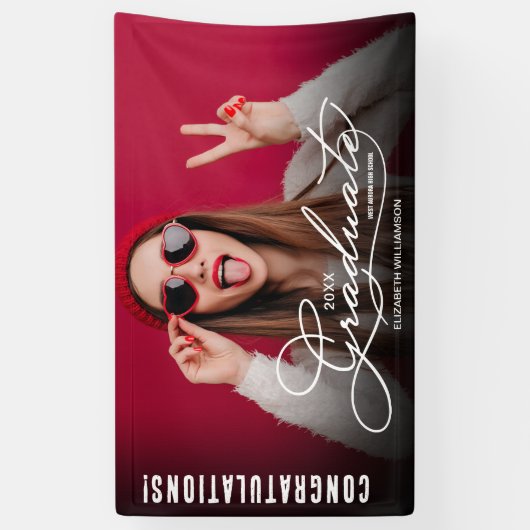 卒業記念モダン写真 横断幕 (縦)