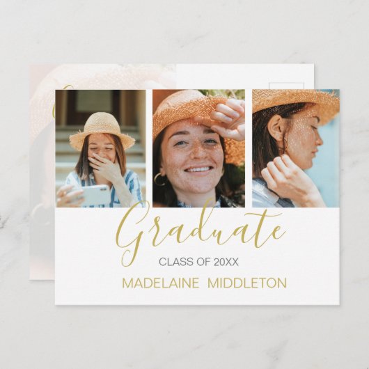 卒業記念会写真モダン招待状 インビテーションポストカード (正面/裏面)