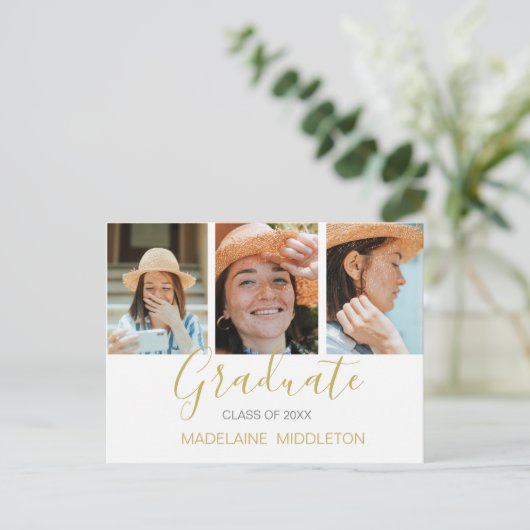 卒業記念会写真モダン招待状 インビテーションポストカード (スタンド正面)