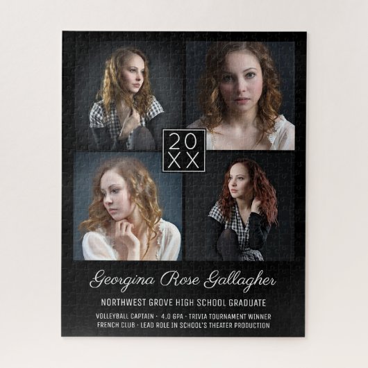 卒業記念写モダン真コラージュBk ジグソーパズル (縦)