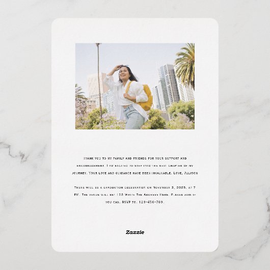 卒業記念写真の卒業発表 箔シーズンカード (裏面)