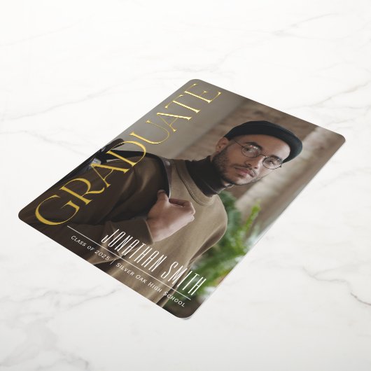 卒業記念写真の卒業発表 箔シーズンカード (回転した状態)