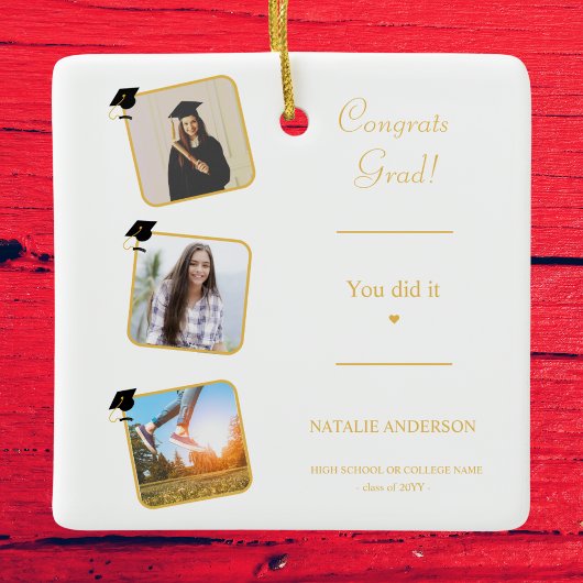 卒業記念写真シンプル卒業 セラミックオーナメント