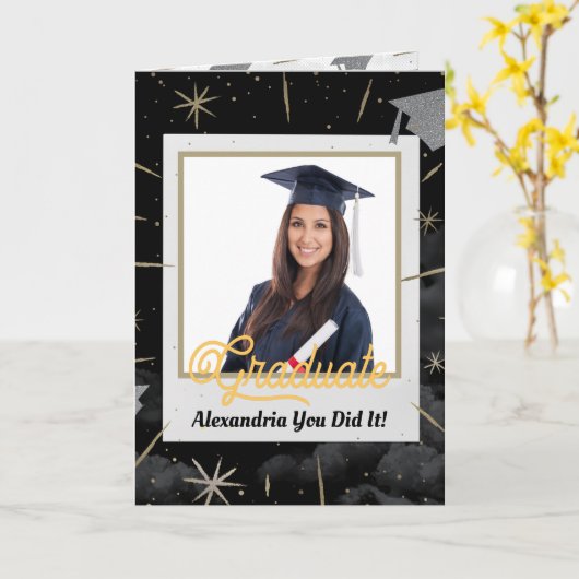 卒業記念写真卒業 カード (黄色い花)