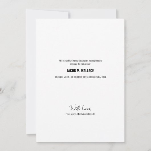 卒業記念写真男性卒業者 案内状 (裏面)