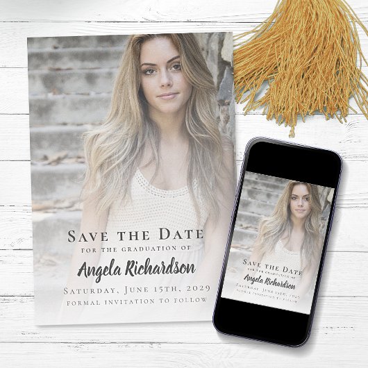 卒業記念写真 タイポグラフィー Save the Date 案内状