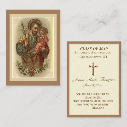 卒業記念宗教聖なる祈りの言葉カード 名刺 (正面/裏面)